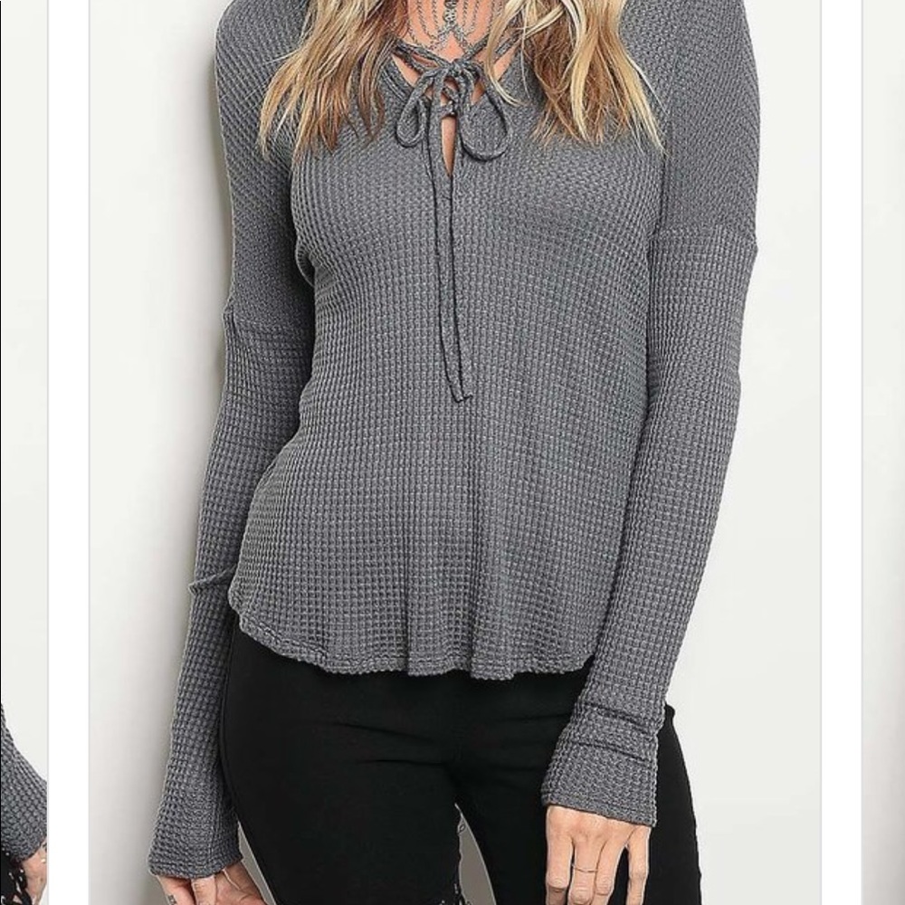 Thermal long sleeve grey gray hooded